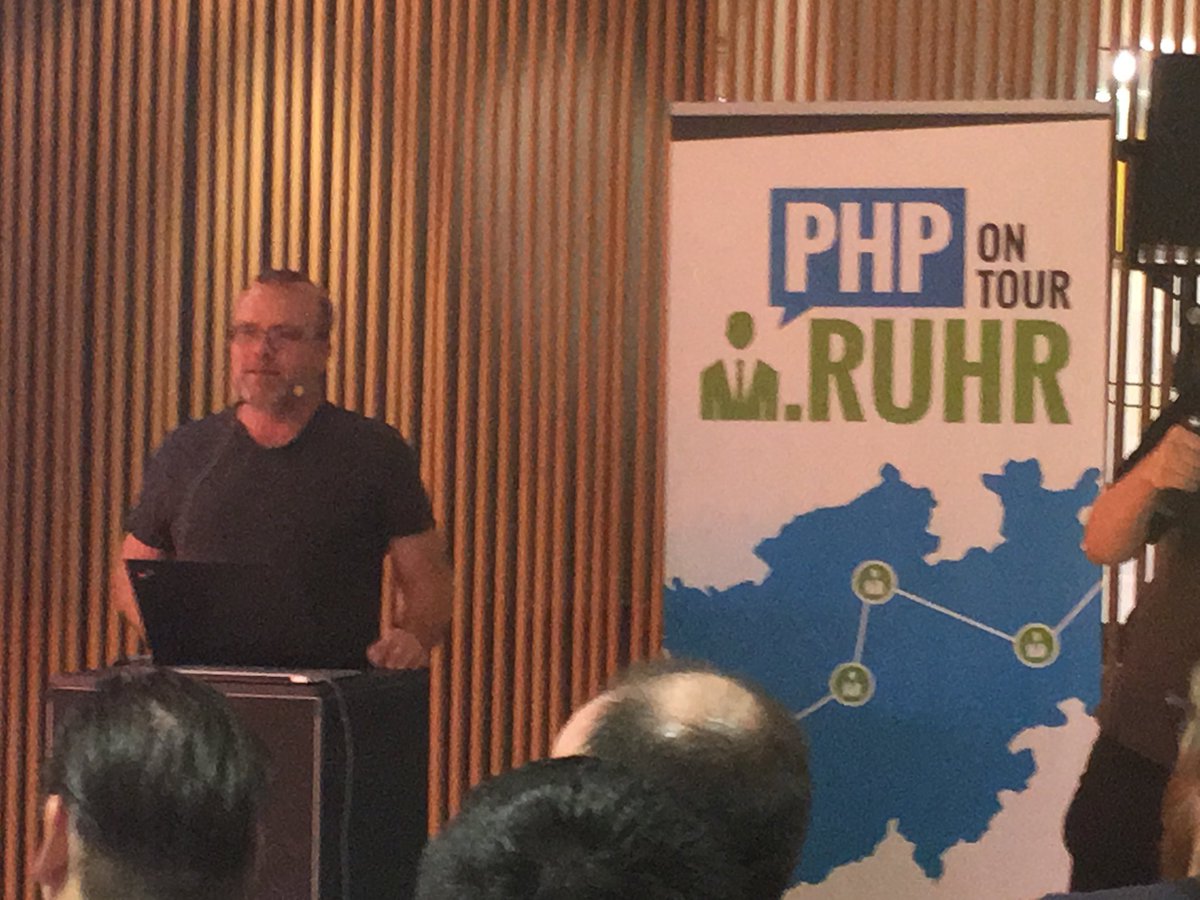 YetiCGN's tweet image. Some guy at #phpruhr17 talking about his Private HomePage Tools. Or rather &quot;PHP in 2018&quot;. @rasmus