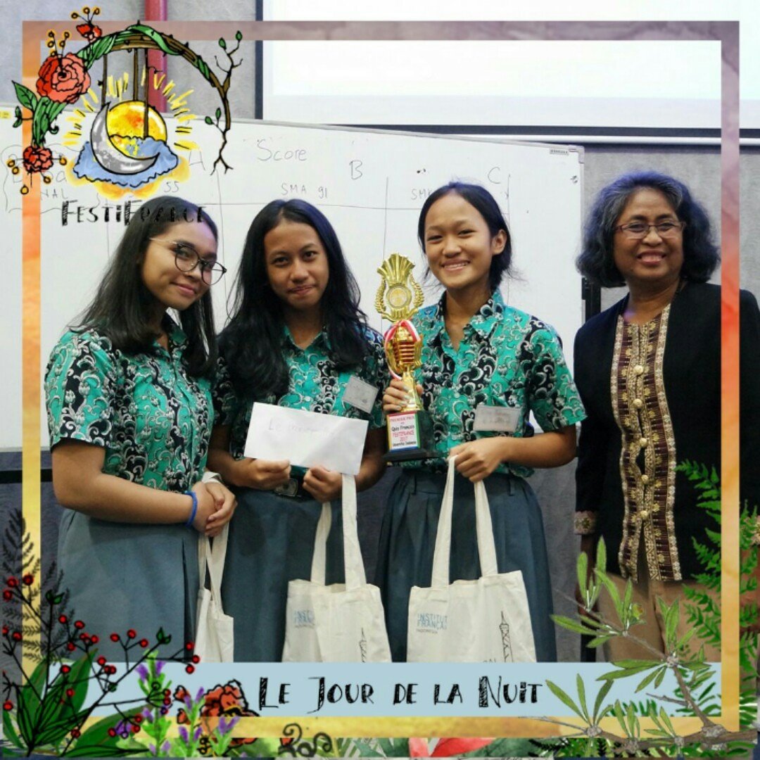 Inilah adik-adik dari SMA 55 yang berhasil memperoleh juara ke-1. Selamat yaa 🙏👏 Le 7ème Festifrance
Le jour de la nuit
#UneJournèeIllimitée