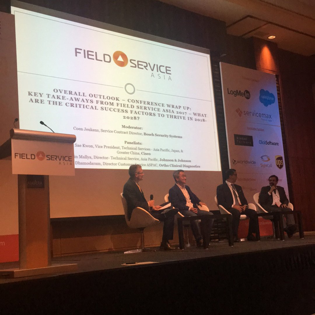 Coen Jeukens (Bosch Security Systems), Sae Kwon (Cisco), Ravinthran Dhamodaram (Ortho Clinical Diagnostic) and Sachin Mallya (Johnson &amp; Johnson) sharing with us their key takeaways from #FieldServiceAsia