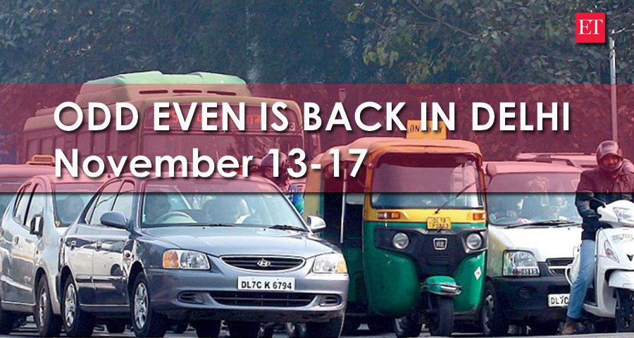 EconomicTimes's tweet photo. .@ArvindKejriwal govt to implement #OddEven scheme from November 13 to 17 in #Delhi https://t.co/xX7UXHt7Xn