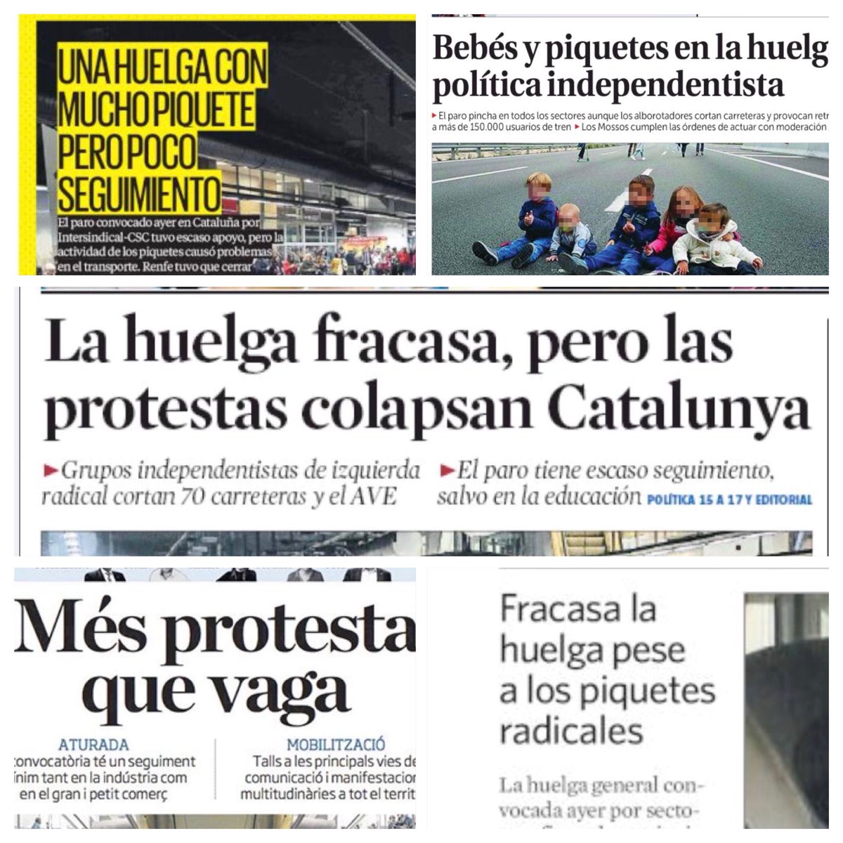 ejimenezcara's tweet photo. Si el objetivo de la “huelga” de ayer era paralizar Cataluña en contra de la voluntad de la inmensa mayoría de los catalanes... Chicos, lo habéis logrado. 

Cada vez sois menos y más radicales.

#SOSCat 🆘 https://t.co/EhvGD9rFO3