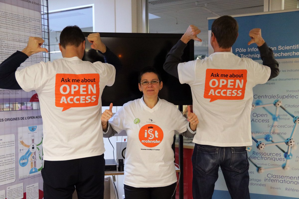 BibliothequesCS's tweet photo. Prêts ! On vous attend dès 11h30 sur le stand du #PoleIST Recherche à Metz, pour parler #OpenAccess @HAL_CS_Publis et Loi pour une République numérique cc @centralesupelec @CS__Research https://t.co/hpWsg5KZAm