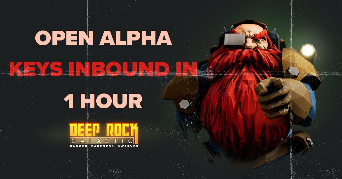 JoinDeepRock's tweet image. The keys for Open Alpha, will be dispatched in about 1 hour!
#openalpha #deeprockgalactic