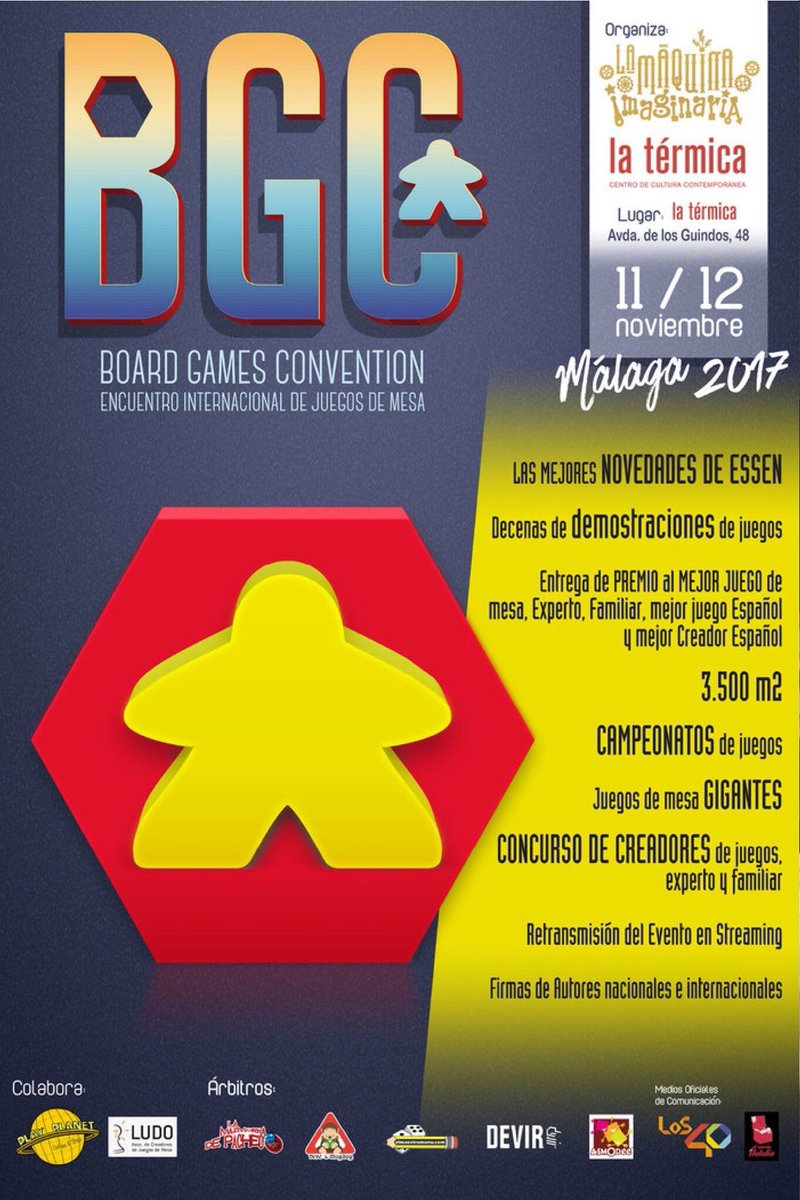 mesasparajuegos's tweet photo. Este fin de semana venid a ver nuestras mesas a la Board Game Convention de Malaga!
Va a ser una convencion super interesante si quereis probar novedades de Essen #juegosdemesa #BGC https://t.co/by6CmGHEMu