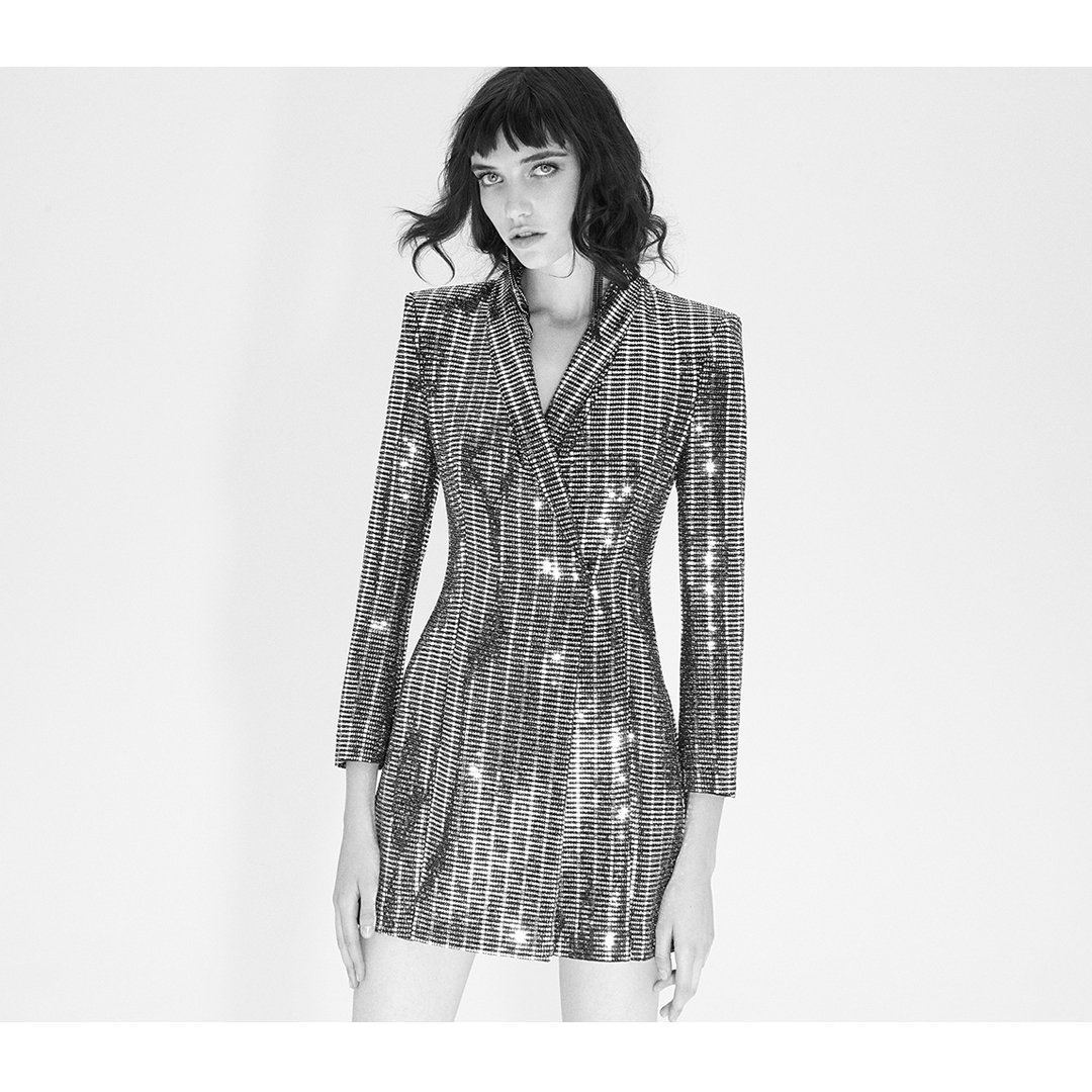 zara blazer dress metallic