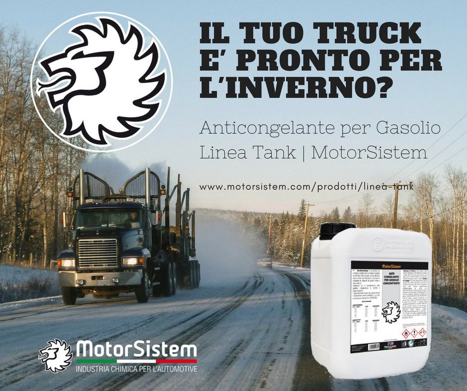 MotorSistem_SRL's tweet photo. Il tuo #truck è pronto per l'inverno? Linea Tank di #motorsistem per grandi cisterne e grandi motori! #anticongelante #antigelo #diesel https://t.co/G0DOEatZd3