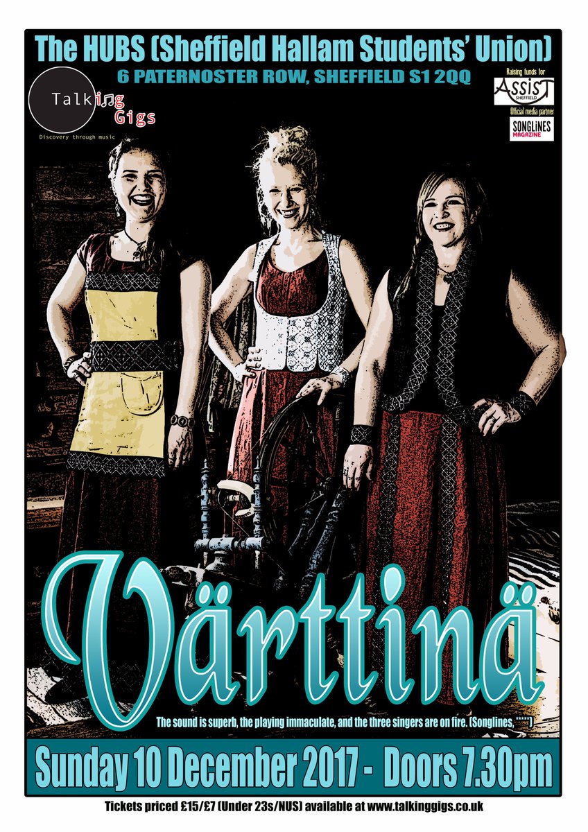 Posters for #Finland's finest <a href="/Varttina/">Värttinä</a> <a href="/HUBSSheffield/">HUBS Sheffield</a> 10 Dec appearing round #sheffieldissuper now. Tkts from talkinggigs.co.uk - don't delay nearly two thirds sold already