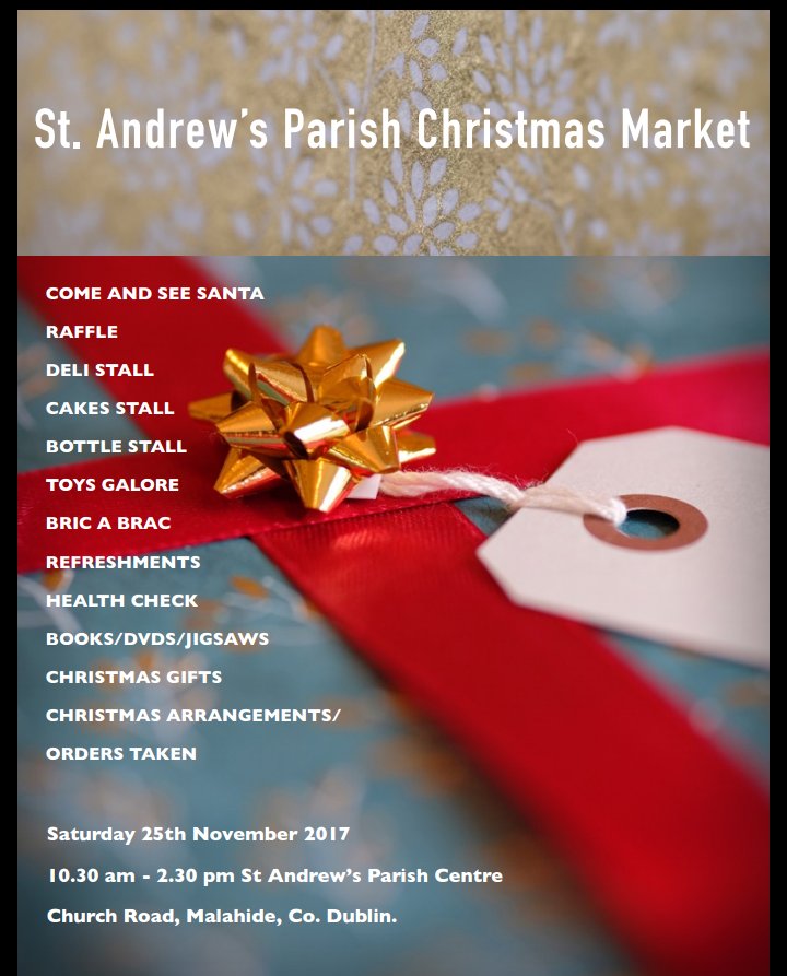 St_AndrewsCOI's tweet photo. Our #Christmasmarket is fast approaching ! Please join us in #Malahide on Sat 25th of Nov #StAndrews https://t.co/pscmkBVAYq