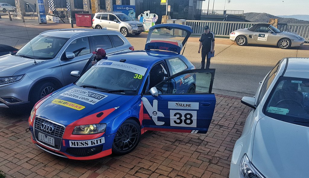 alisterrobbie's tweet photo. Arrived at @mtbuller for @TargaNews #targahighcountry.  Scrutineering done. Ready to roll. #audvolks #messkit #vplates https://t.co/OVLm8GVNgn