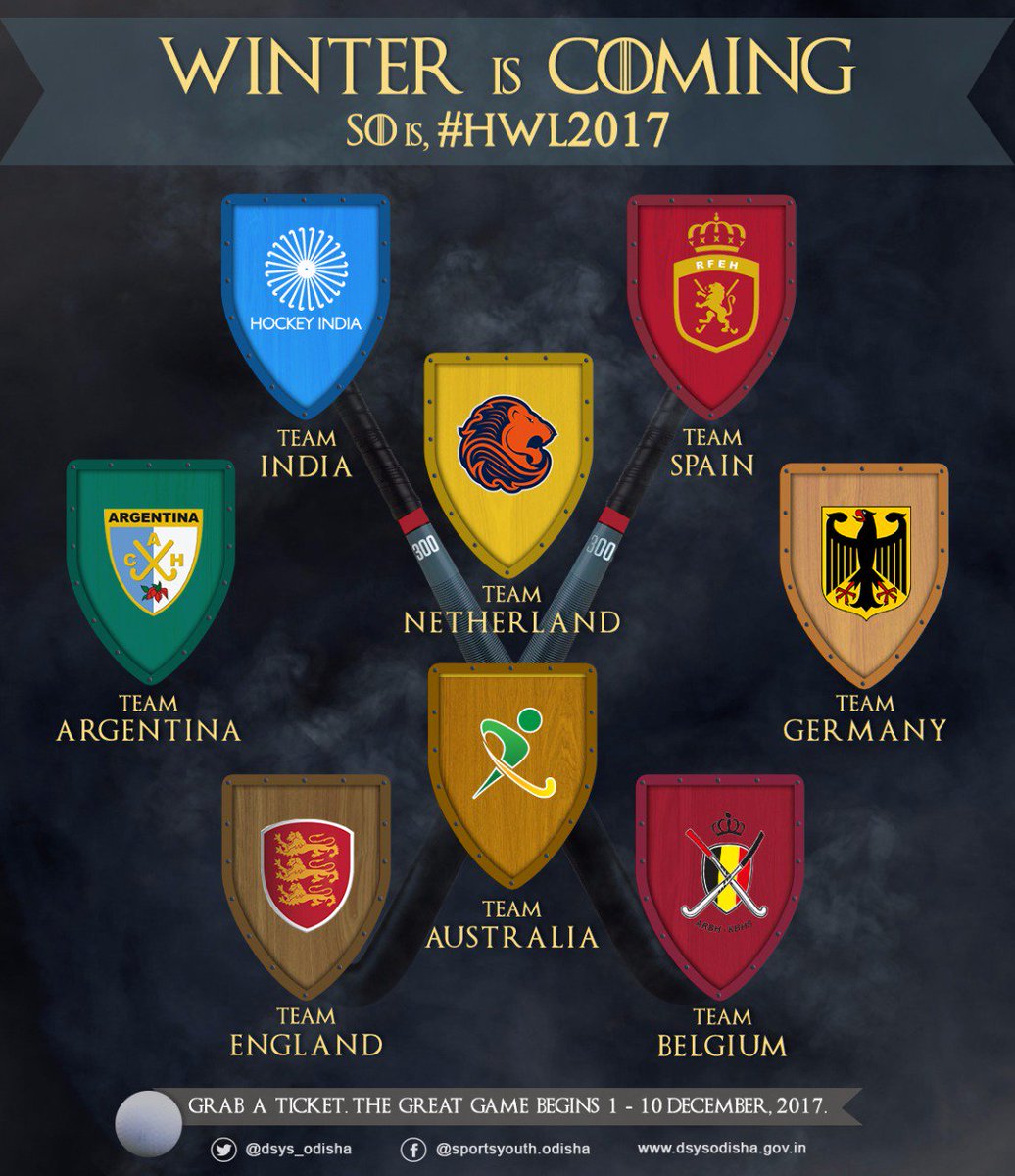 Eight banners. Twenty-two battles. One throne. One champion. 
#WinterIsComing and so is #HWL2017 at Kalinga Stadium, Bhubaneswar from 1-10 December.