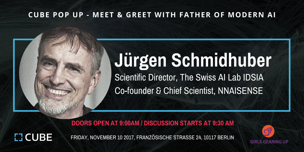 CGConnects's tweet photo. You absolutely can’t miss it: Tomorrow, 9:00AM at #CUBESpace Sachi Patil, a 10th grader from @girlsgearingup and #JürgenSchmidhuber, aka the father of modern #AI, will talk #tech. Register here: https://t.co/m8KvSd42m8 https://t.co/5ryoDXhtpo