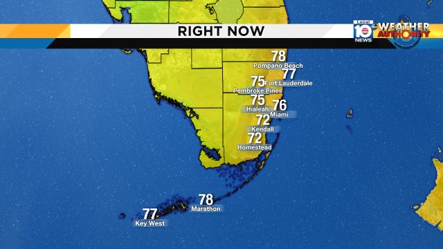 Temperatures are a little warmer this morning, slight chance for a shower today! Keep it tuned to local10 https://t.co/IcaVUweESn