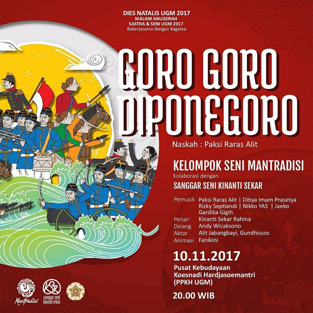 MALAM INI! Malam Anugerah #Sastra &amp; #Seni #UGM | Pementasan "Goro Goro Diponegoro" |   20.00WIB | <a href="/PKKH_UGM/">PKKH UGM</a> #Jogja
