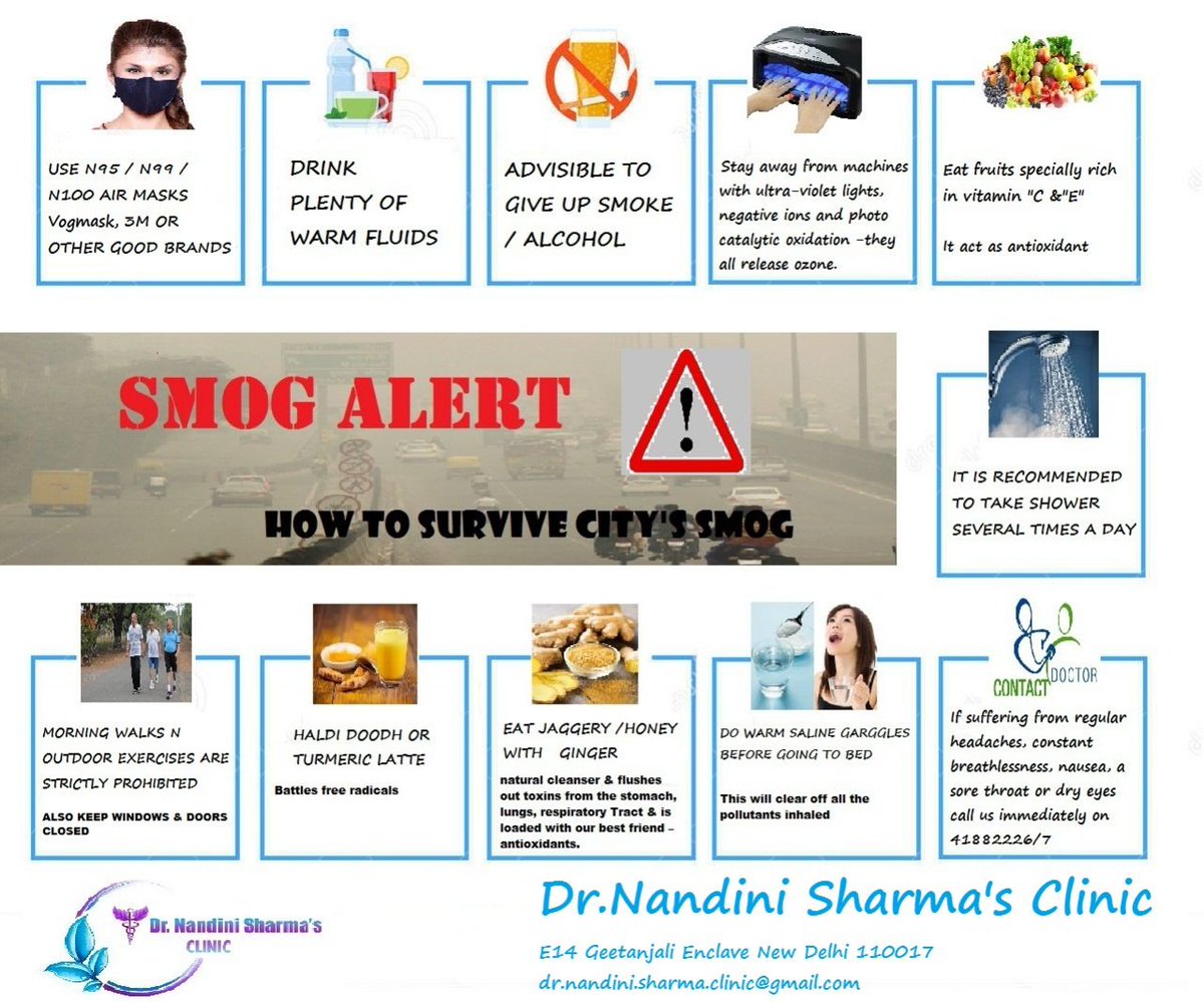 DrNandiniBJP's tweet photo. Please follow the precautionary measures to avoid this Medical emergency situation. #SmogAlert #PrecautionsAgainstSmog #PleaseBeGood #SpreadtheWord @BJP4Delhi @upadhyaysbjp @MoHFW_INDIA https://t.co/sEyt1u2SRA