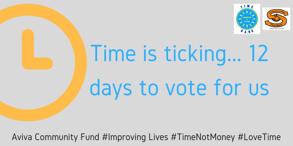 SomershamTime's tweet photo. The countdown is on! Please help us to support local communities by voting for us. It takes just a few minutes, all you need is an email address https://t.co/3vXnmhgj9j #TimeNotMoney https://t.co/5BTMBiHcT4