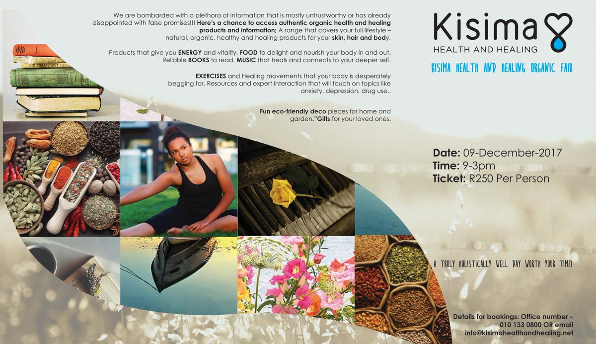kisimaHH's tweet photo. Increase your knowledge* awaken your passion* feed your soul*
All things ORGANIC, Healthy, Healing FUN***
Dec 9th, Kyalami  - Call 010 133  0800 to book* https://t.co/EiJgKy7eIr