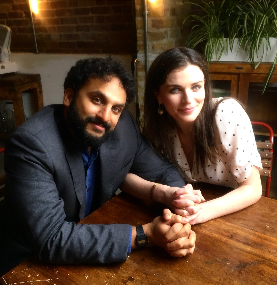 This is how we would read the news together. <a href="/MrNishKumar/">Nish Kumar</a> &amp; I in our Octopus of friendship pose. 👉🏽👈🏻 🐙