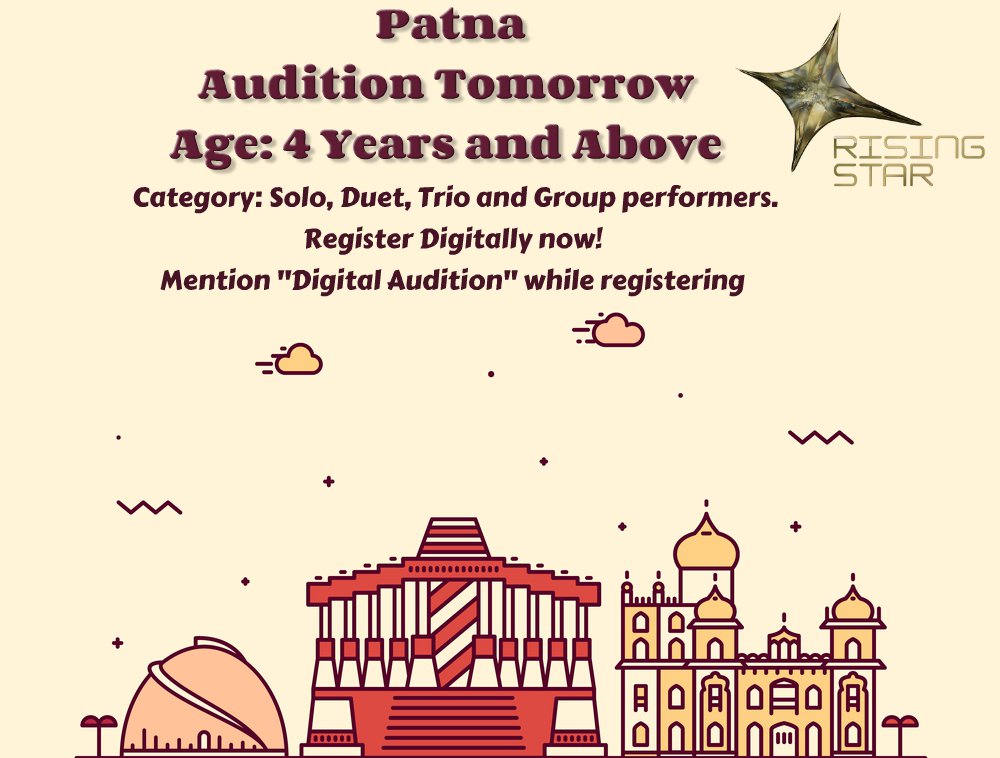 OptimystixMedia's tweet image. Hone wali hai kal ek khubsurat ghatna, kyuki #RisinStar aa raha hai #PATNA! Auditions  date 9th Nov. Send us your video on risingstarseason02@gmail.com or call on 8828007123/ 8828408463/ 8828237963 and mention "Digital Audition" while registering &amp;amp; get the chance to #Jumptheline.