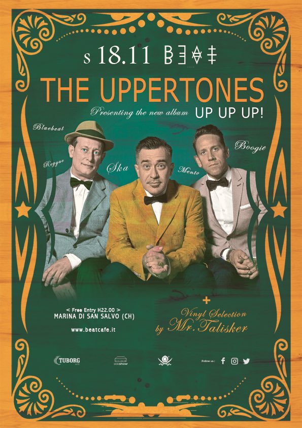 BeatCafeLive's tweet photo. Sab 18.11 torneranno a trovarci i mitici #theuppertones in tour col nuovo album “Up Up Up!” #bluebeat #ska #boogie #reggae #swing @TheUppertones https://t.co/6sDhnFmhDr
