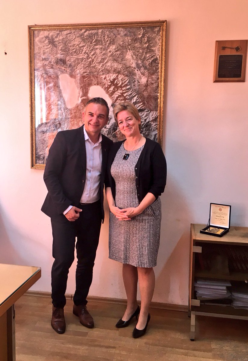 LouisaVinton's tweet photo. Reviewing progress in protecting #PrespaLake &amp; restoring #Ezerani wetland in first meeting w/new #Resen Mayor Zivko Gosarevski #LakeofApples https://t.co/lBBnfx7W4w