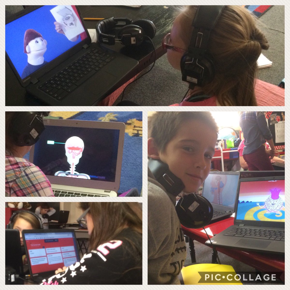 EllisElementary's tweet image. Researching a selected part of the body. DJ: ”Hey, did you know the left part of the brain controls the right side of the body?”#ExcitementInLearning @sarah33jones57