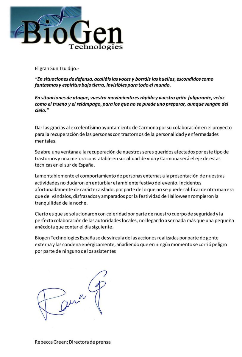 grupobiogen's tweet photo. Dar las gracias al ayuntamiento de Carmona por su apoyo #haciendodelfuturohoy #grupoBiogen #bienestar #salud #confianza #control #seguridad #carmona #sevilla https://t.co/cW3y3TO78x