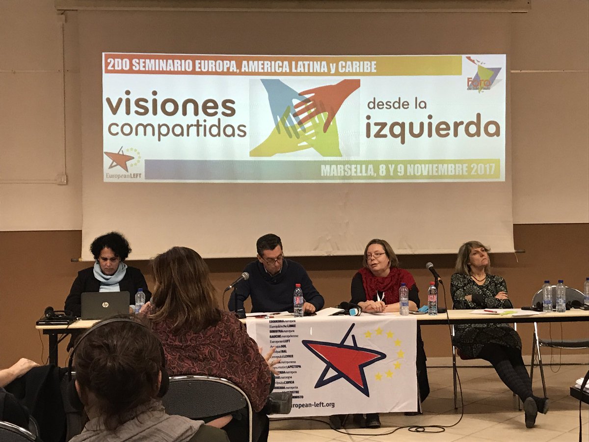 IUInternacional's tweet photo. El compañero venezolano @RoyDaza lo tiene claro: "más allá de la izquierda sólo está la derecha. Lo del centro es un invento de la derecha" #VisionesCompartidas https://t.co/rdsf28tVFe