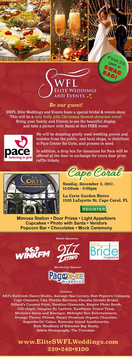 SWFLeliteevents's tweet photo. SWFL Elite Weddings and Events hosts a special bridal show
and holly jolly Christmas themed event showcase! 
~~~ DECEMBER 3rd ~~~ #Pace #POG #WINK #eventshowcase https://t.co/tVWbvBmKEq
