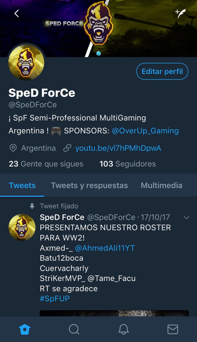 SpeDForCe's tweet photo. YA Somos 100 Seguidores, Vamooos . Una de las metas ya Cumplidas . Esperamos seguir Creciendo asi y demostrar quienes Somos๐๐ #GoSpF #SpFamily #SpF #SpFWw2 https://t.co/e7eNPwiNH9
