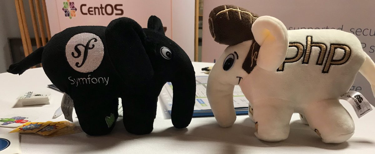 SymfonyPrincess's tweet photo. Symfony ElePHPant meets Elvis #phpruhr17 https://t.co/BMB3AhqcRZ