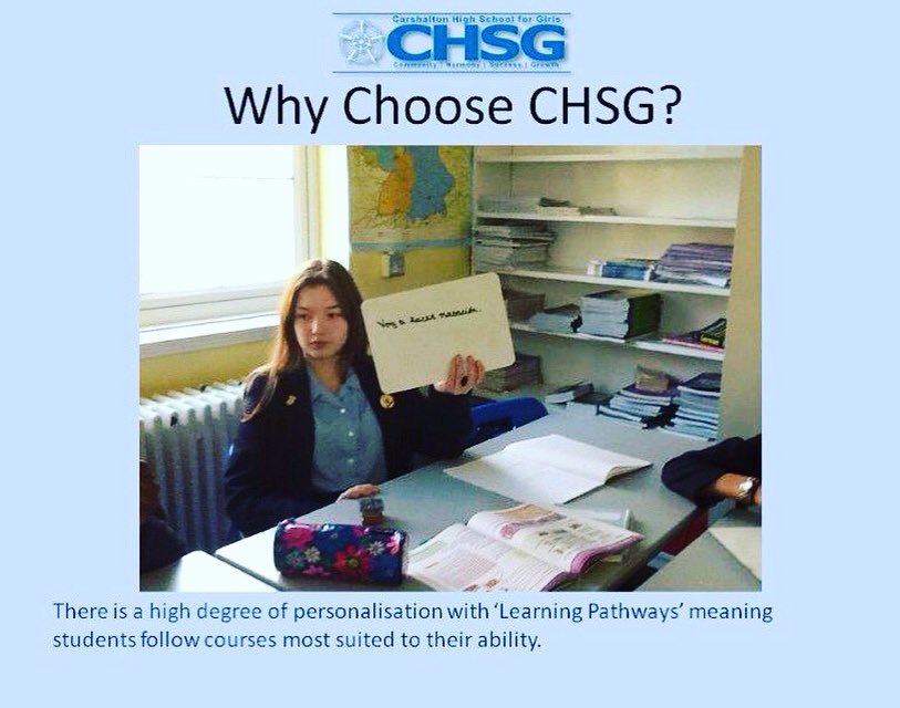 CarshaltonHigh's tweet photo. As an inclusive school we ensure the needs of all our students are met, regardless of their starting point. #progress #equalops @MumsnetSutton #CHSG https://t.co/fDNj1dVPjC