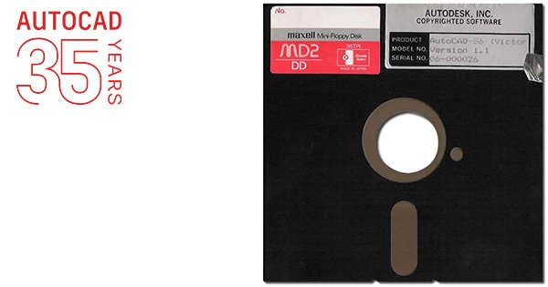 AdskAfrica's tweet photo. The first version of AutoCAD shipped to customers was actually v1.1. It came on a nice 5.25 inch floppy disk. #AutoCAD35 #TBT https://t.co/JsZKr8vAZr