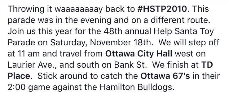 HSTP_Ottawa's tweet photo. #tbt Throwing it waaaaaaaay back to #HSTP2010. 

#HSTP2017 #Nov18 #11am #parade #Ottawa https://t.co/0Itw5mWhuY
