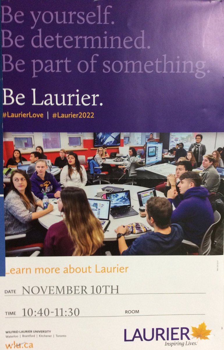 PHSGuidance1's tweet photo. Pop into the library seminar room Friday at 10:40 to speak to a Laurier rep.  All grades are welcome. https://t.co/ouF4YBKYfw