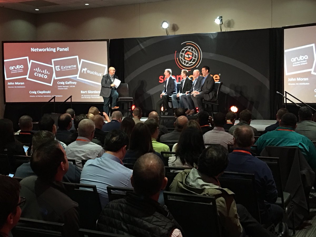 SCSCSecurity's tweet photo. Our panel is discussing vertical opportunities - What’s next? “We are seeing big opportunities in the outdoor space, sports &amp; entertainment arenas.” -Bart Giordano, Ruckus #ScanSourceGPC https://t.co/2BykJQcTK0