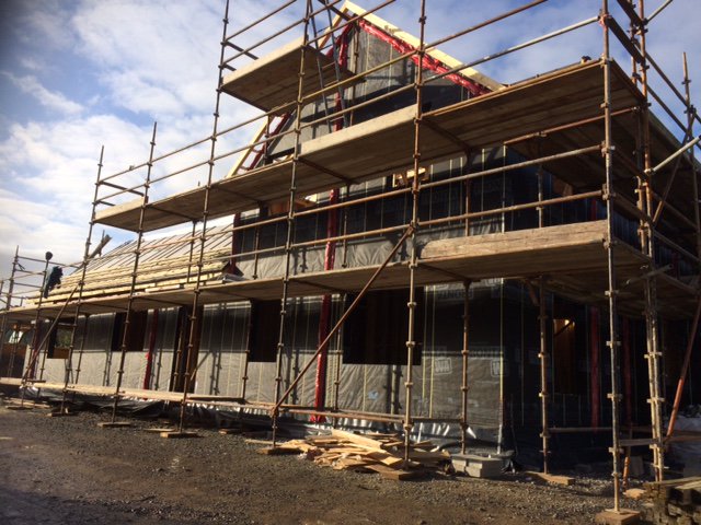 fergal5's tweet photo. #timberframe #selfbuild handover today at Oldtown#739. Zero steel, full timber structure , all beams in Glulam. #vaultedceilings https://t.co/Xbxovud3gT