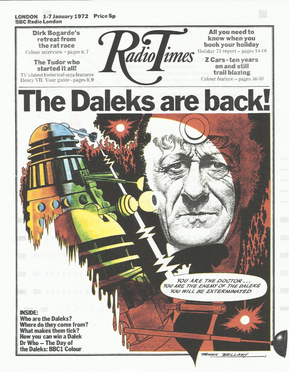PrintFilm's tweet photo. The Daleks are back! &amp; facing the third Doctor (Jon Pertwee) in The Day Of The Daleks.
Radio Times January 1972. https://t.co/eih1U8RyP3