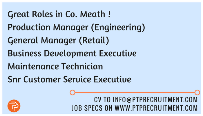 PTPRecruitment's tweet photo. #greatnews ! Fab #opportunities in #Meath #jobfairy #Jobs https://t.co/8SGDs8s9Th