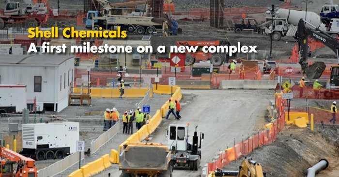 Shell's tweet image. Construction underway on Shell’s major new petrochemicals complex in Pennsylvania, USA 🚧 go.shell.com/2ztVvoT