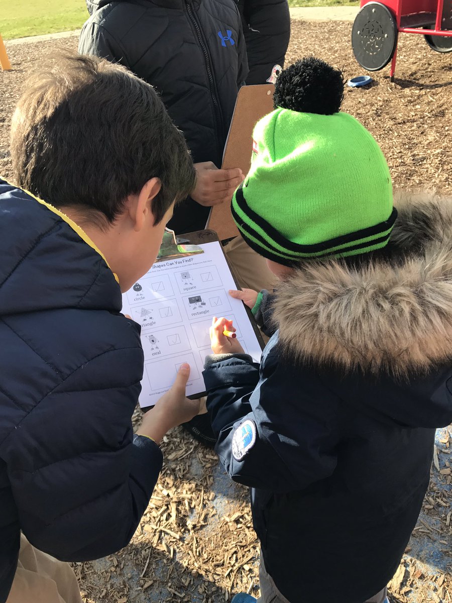 hobart_sarah's tweet photo. Helping our PreK3 friends find shapes on the playground after reading the book #Friendshape. #readingbuddies @katieprek @DCDSchool https://t.co/dd30N6xrui
