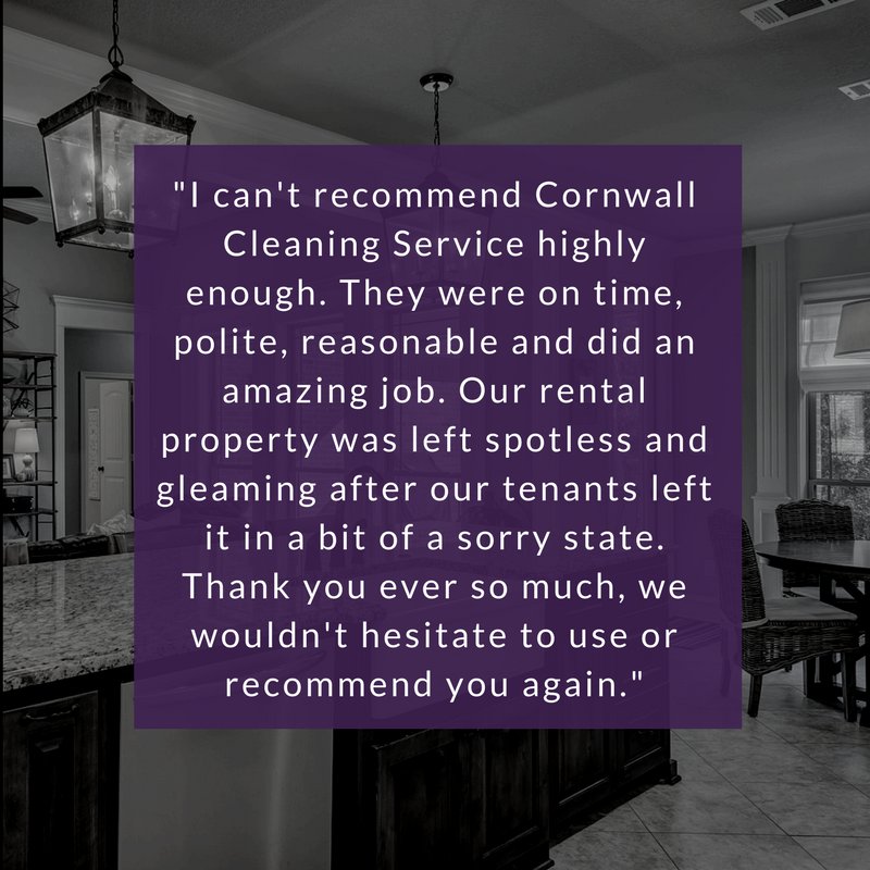 CornwallCleans's tweet photo. We have just received this amazing review after an end of #tenancy #clean in #Truro yesterday! https://t.co/94JQndXZ8V