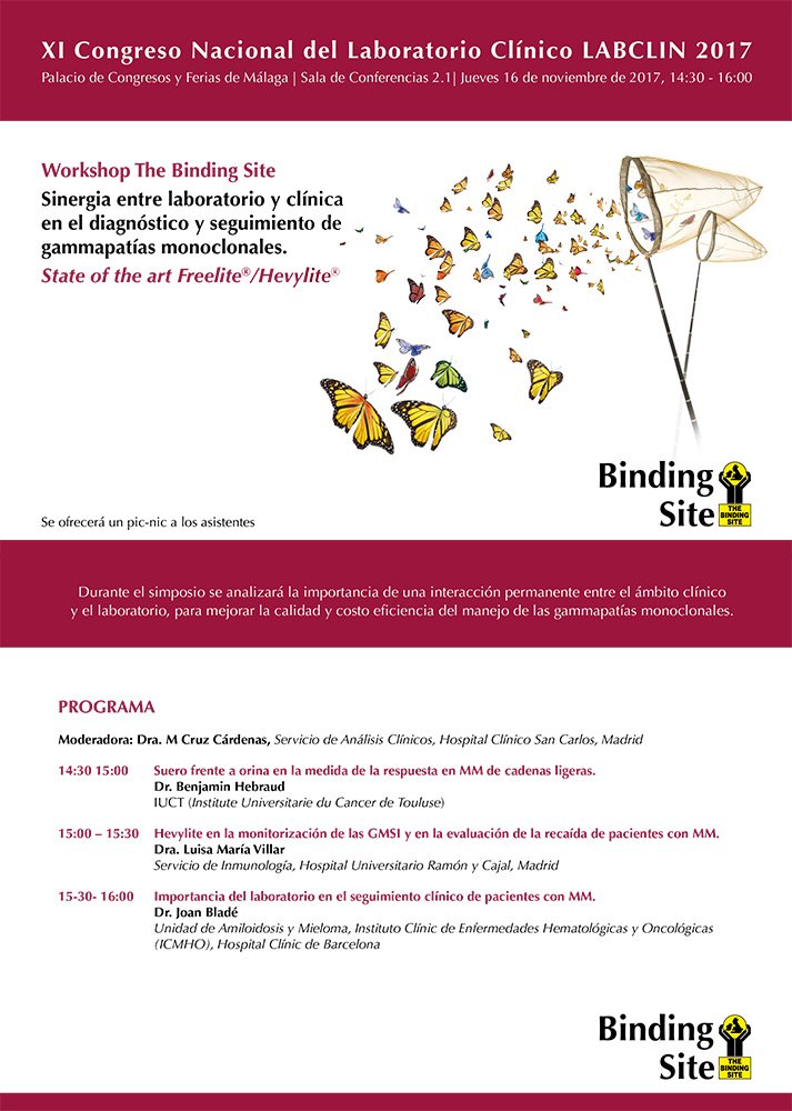 TheBindingSite's tweet photo. Join the Binding Site #Spain at the XI Laboratory Congress in the Congress Palace of #Malaga from 15th – 27th November! Our #Optilite special protein analyser will be set up at the stand for anyone who is interested in a demo! #LabClin2017 https://t.co/ogmhdVu1TS https://t.co/nAdrWU2cKg