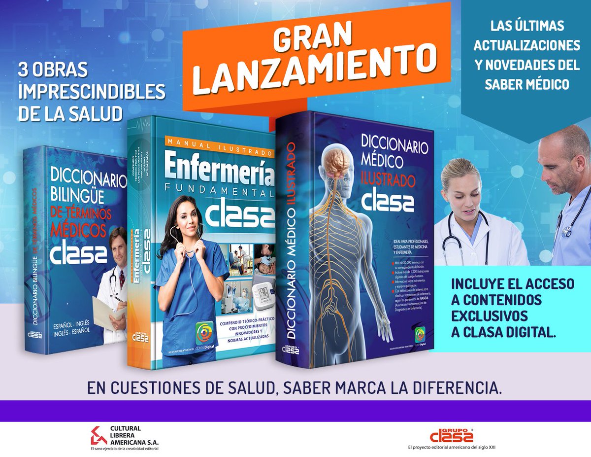 grupoclasa's tweet photo. Tres obras imprescindibles para la #Salud #Medicina #Enfermería @UBAMedicina @FmedUBA @msaludpy @medicinaorg @iecsarg @ANEAES_Paraguay https://t.co/cjHfm0eWlx