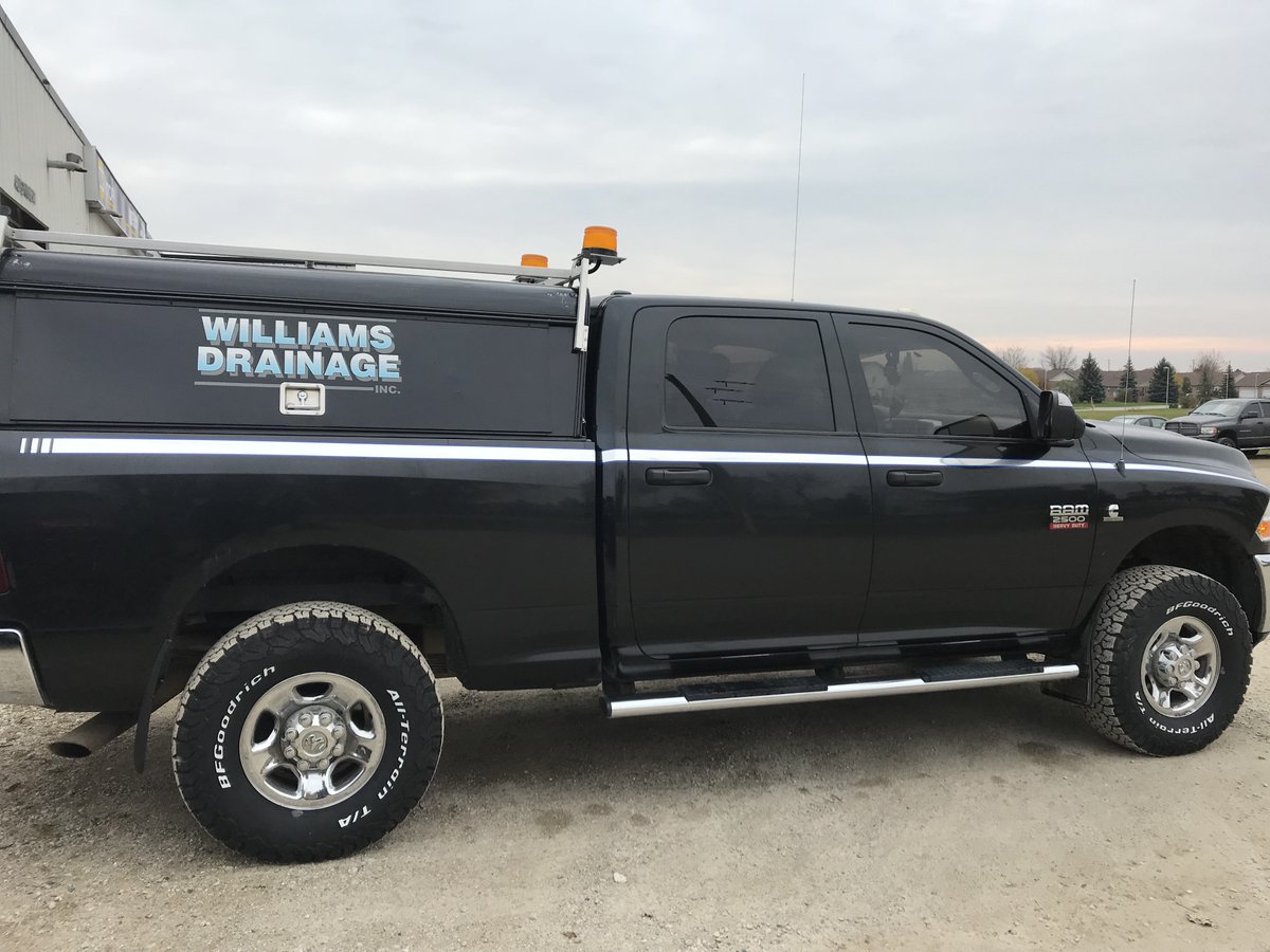 MeulensteenTire's tweet photo. The Williams Drainage fleet is always looking good and now even better! New Leveling &amp; Block Kit to go along with some 35/12.50R17 BFG All Terrain TA KO2's.  #LookingGood #LookingTough #BFG https://t.co/AT4SVA5IzK