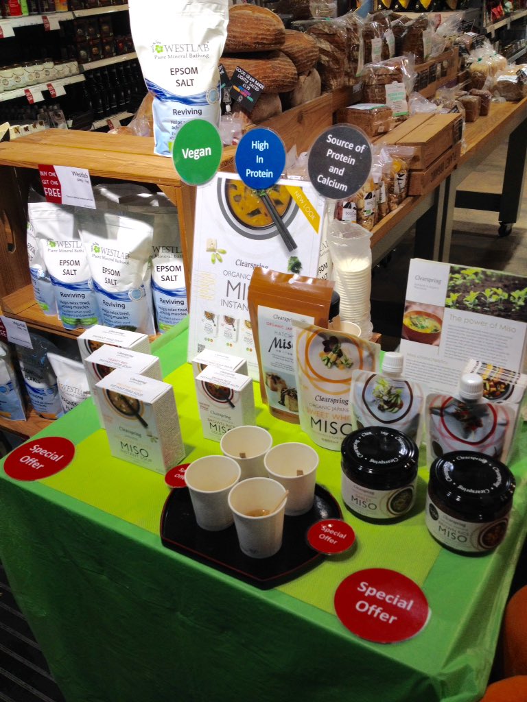 ClearspringUK's tweet photo. We're sampling #MisoSoup @planetorganicuk in #Islington #today ! Come and tryπ #Organic #Vegan #JustAddMiso https://t.co/KPL37KdaQk