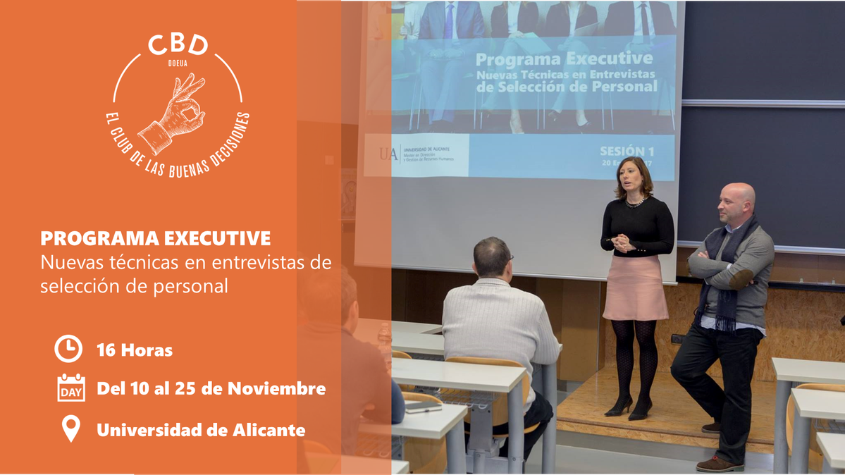 CBDecisiones's tweet photo. ¡ÚLTIMO DÍA 😱! Mañana arrancamos el #ProgramaExecutive Nuevas técnicas en #Entrevistas de #Selección con @isa_iglesias_al y @jecanpa 😍 #RRHH https://t.co/gbufYo4zdT