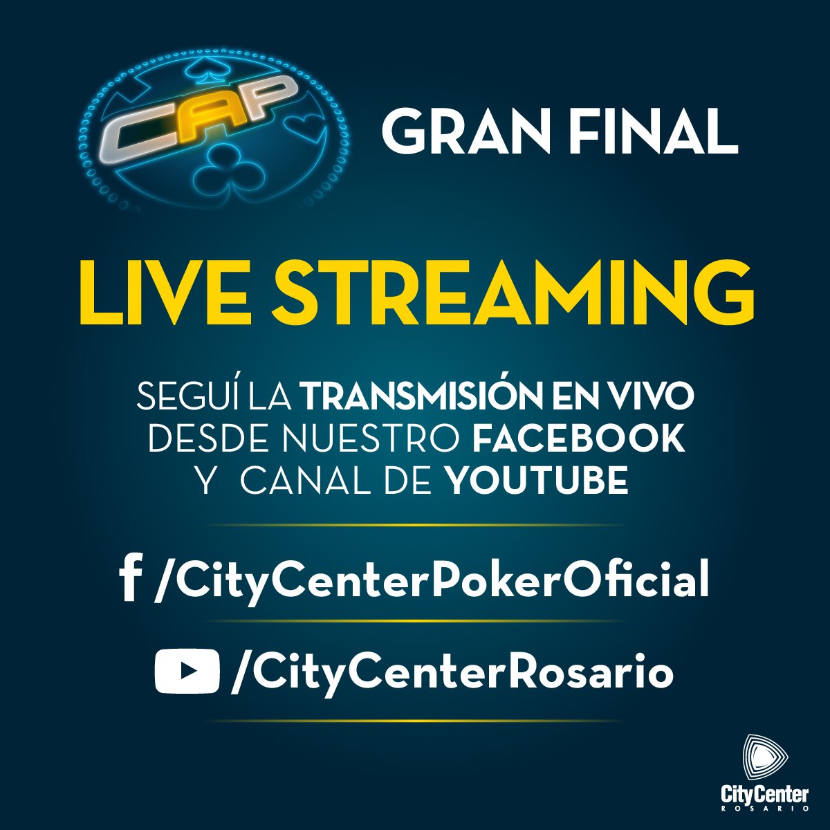 CityCenterRos's tweet photo. Seguí la transmisión en vivo de la #GranFinalCAP en https://t.co/LhaVfiDcS0 y https://t.co/vw3qgtyONy https://t.co/1cVeYddeQE
