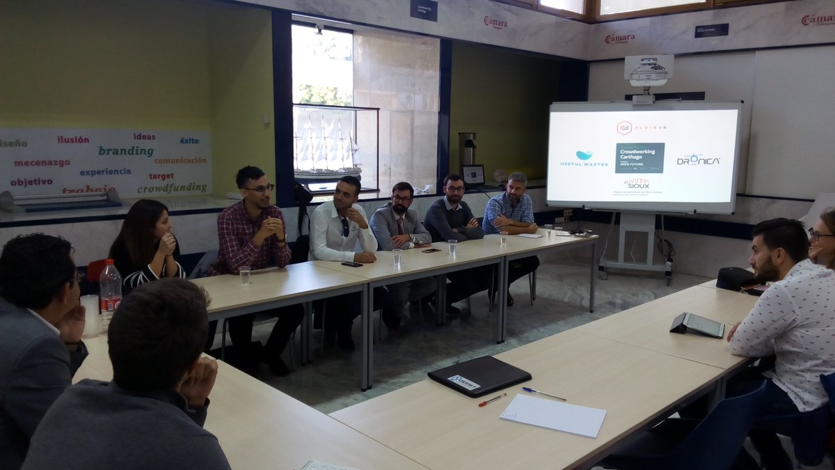 talentUPCT's tweet photo. 👥 Testimonios empresariales @OpenFuture_ en el #CrowdworkingCarthago con @UsefulWastes, @ObrasSioux, @idronica y @Fluid3D_oficial https://t.co/45TerCPFy7
