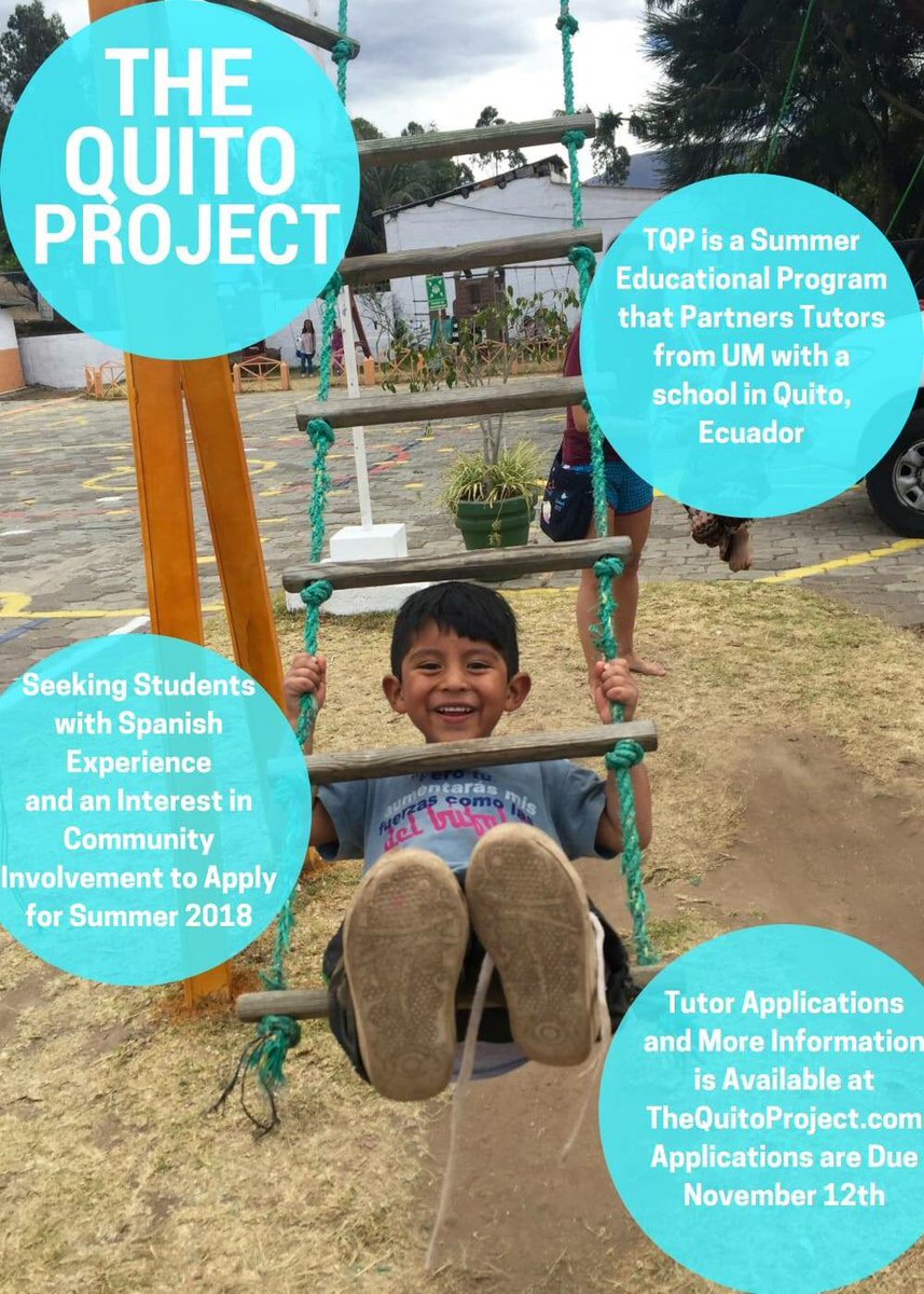 The Quito Project (@thequitoproject) on Twitter photo Do you like kids? Do you like teaching? Do you want to improve your Spanish? Then apply to tutor with The Quito Project and teach English at a summer camp in Ecuador! Applications are due November 12, hurry! thequitoproject.com/get-involved/ Do you like kids? Do you like teaching? Do you want to improve your Spanish? Then apply to tutor with The Quito Project and teach English at a summer camp in Ecuador! Applications are due November 12, hurry! thequitoproject.com/get-involved/