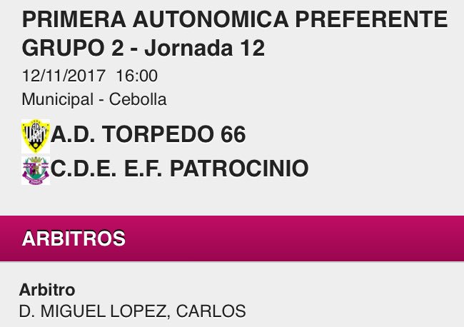 ElTiKiTaKaCLM's tweet photo. 🏆 12ª Jornada, 1ª Autonómica Preferente - Grupo II.
📆 Domingo 12 de Noviembre.
🕓 16:00 Horas.
🏟 Campo Municipal de Cebolla.
⚽️ @ADTORPEDO66 🆚 @edfpatrocinio. https://t.co/64EgPJ4MxF